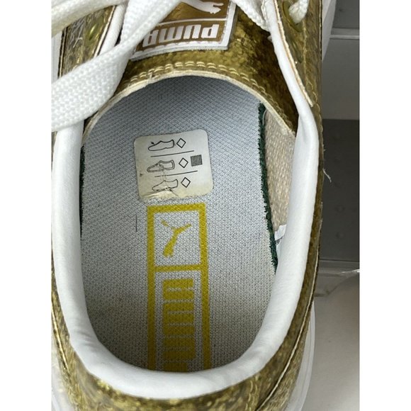 Puma Women's Basket Platform Gold Glitter Sneakers 364093-02 Size 7 - Picture 6 of 9